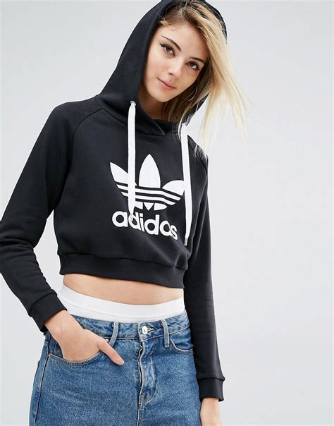 adidas originals chopped hoodie kapuzenpulli kurz damen du9874 hellblau|Women's adidas Originals Hoodies & Sweatshirts.